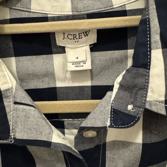 JCrew Navy & White Gingham Plaid Shirt Dress (Women’s Size 4) - Picture 5 of 6